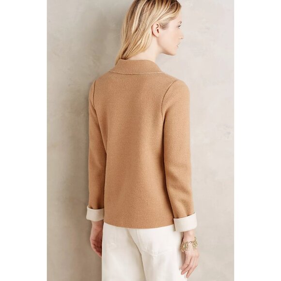 Anthro HWR Womens Tan Double-Breasted Sweater Wool Blend Jacket, Size S - Picture 4 of 15